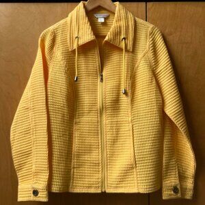 CHRISTOPHER & BANKS WOMEN'S YELLOW COTTON WAFFLE WEAVE CASUAL JACKET SIZE S EUC